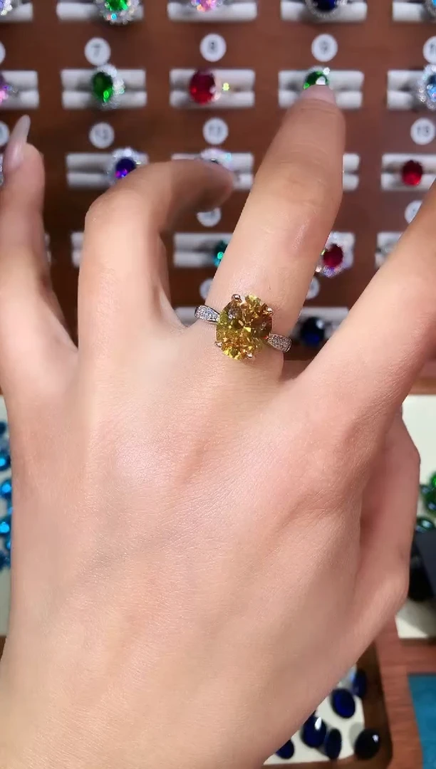 无925银金丝雀黄戒指