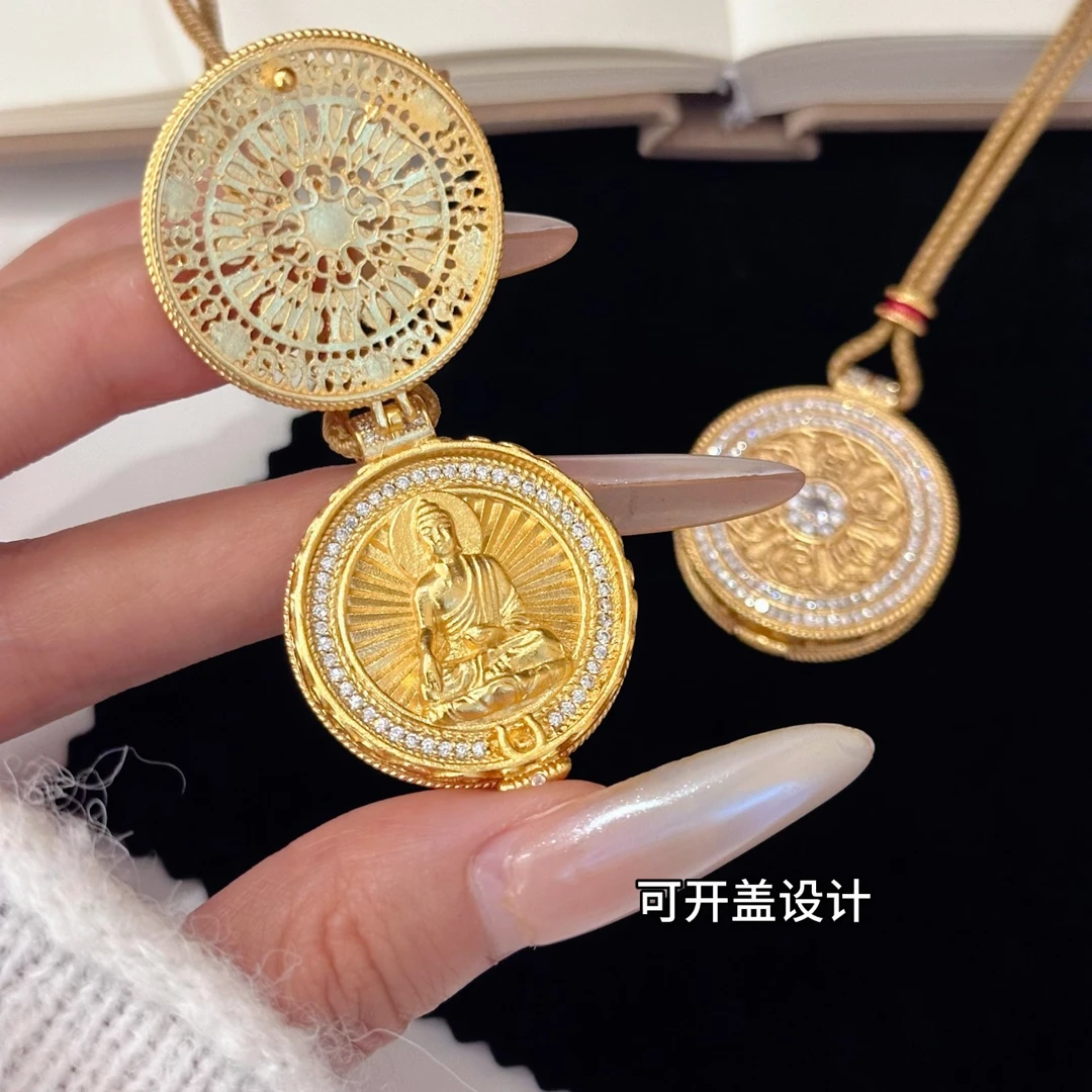 铜合金项链 【金熹菲饰品】重工设计双面罗盘·大日如来随身佛项链