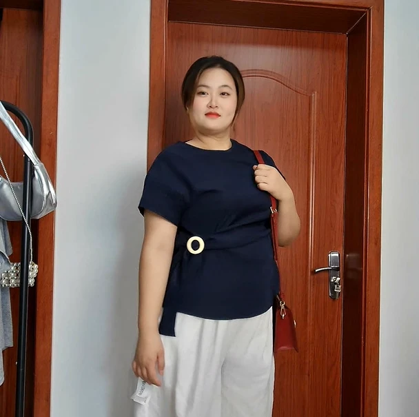 大码2025新款休闲风扭结绑带短袖防静电T恤内搭拼接夏款风