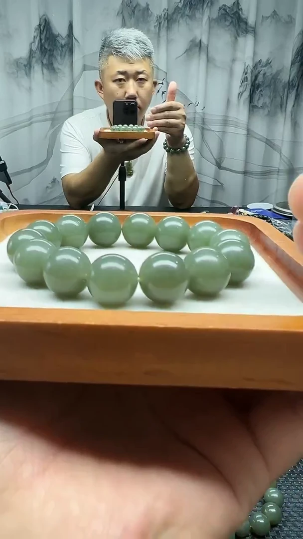 手串未镶嵌和田玉且末天空蓝卡16纯天然拍一发一