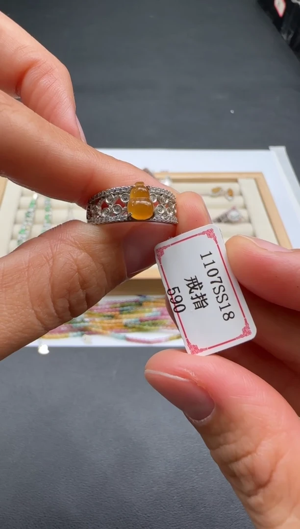 银S925镶嵌戒指翡翠1107SS18