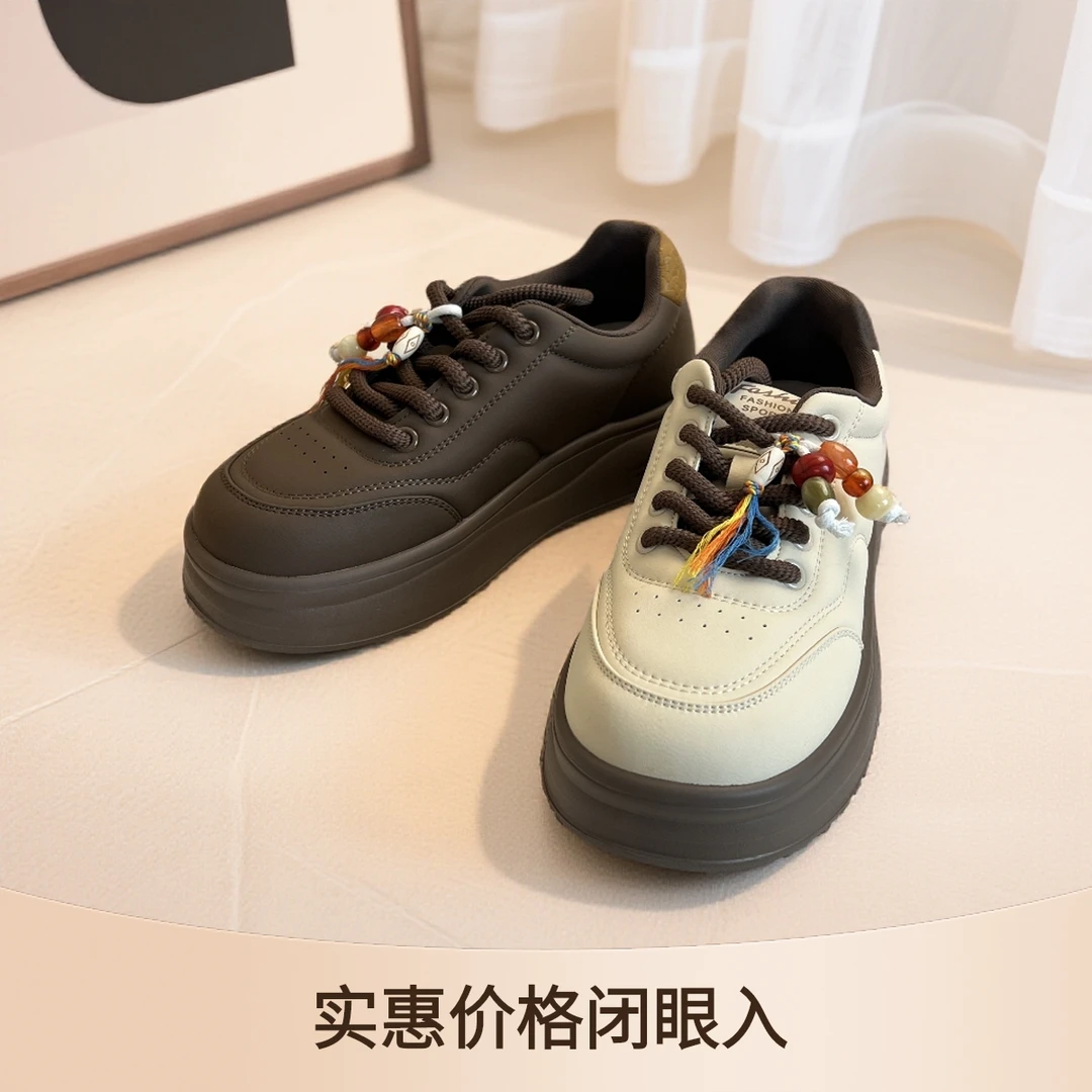 复古皮鞋平跟时尚休闲鞋中国风小白鞋运动鞋增高
