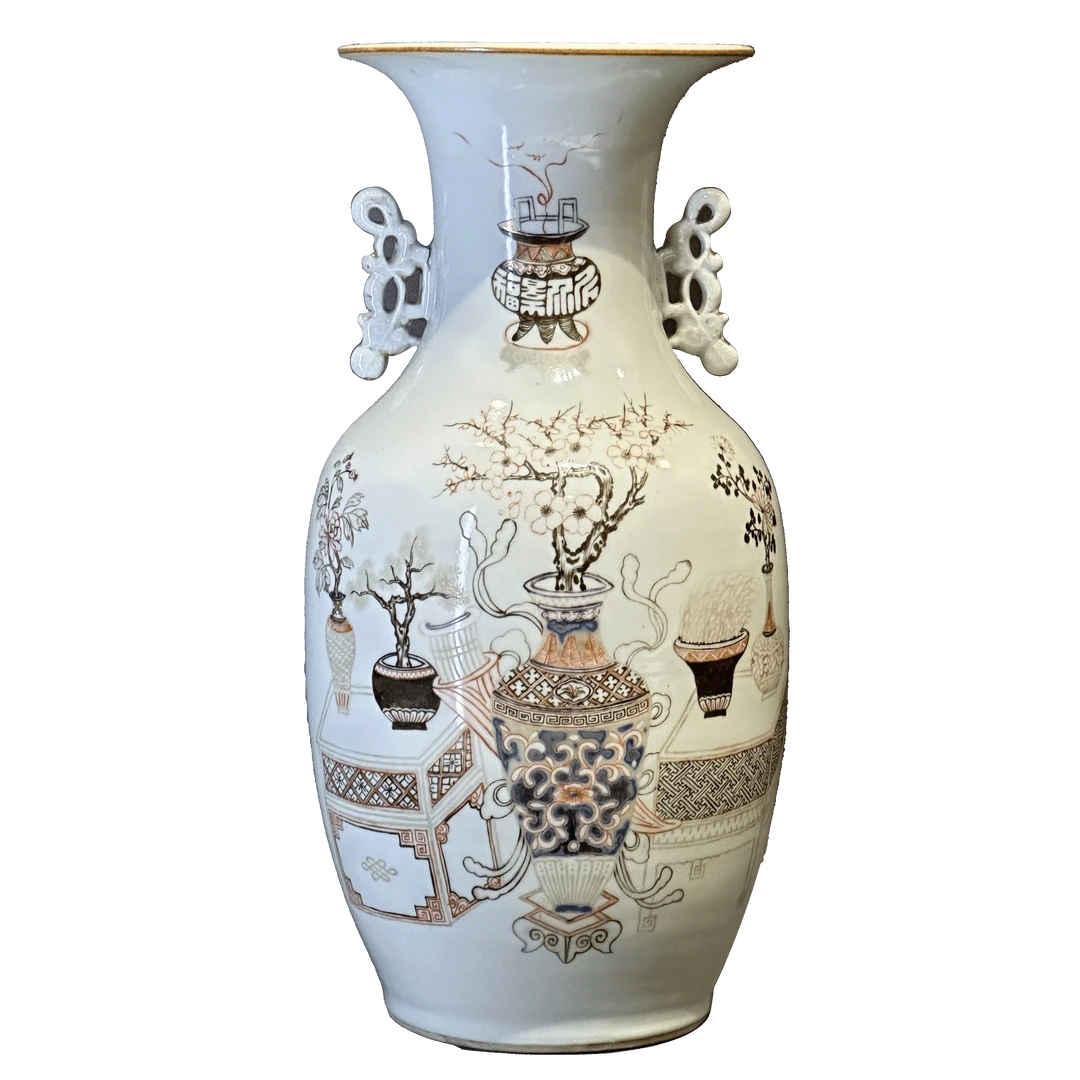 25046818y墨彩矾红清供博古瓶