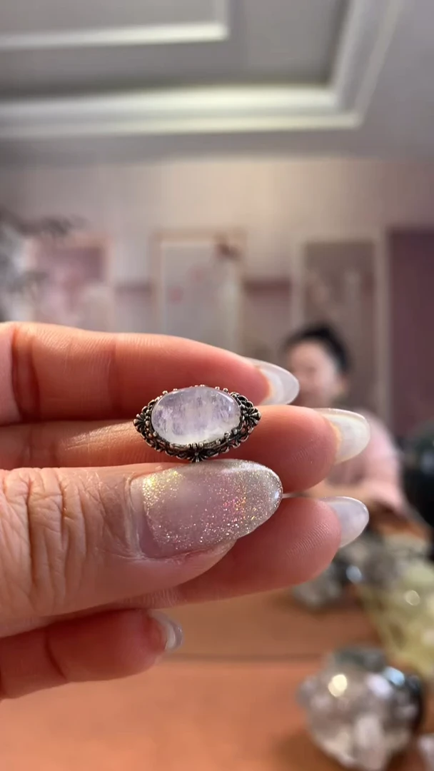 【闪购商品】长石戒指银S925镶嵌月光石戒指