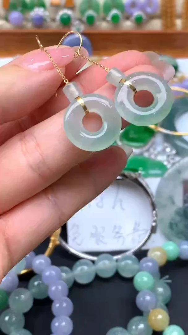 【闪购商品】翡翠耳饰18K金镶嵌122-天然翡翠