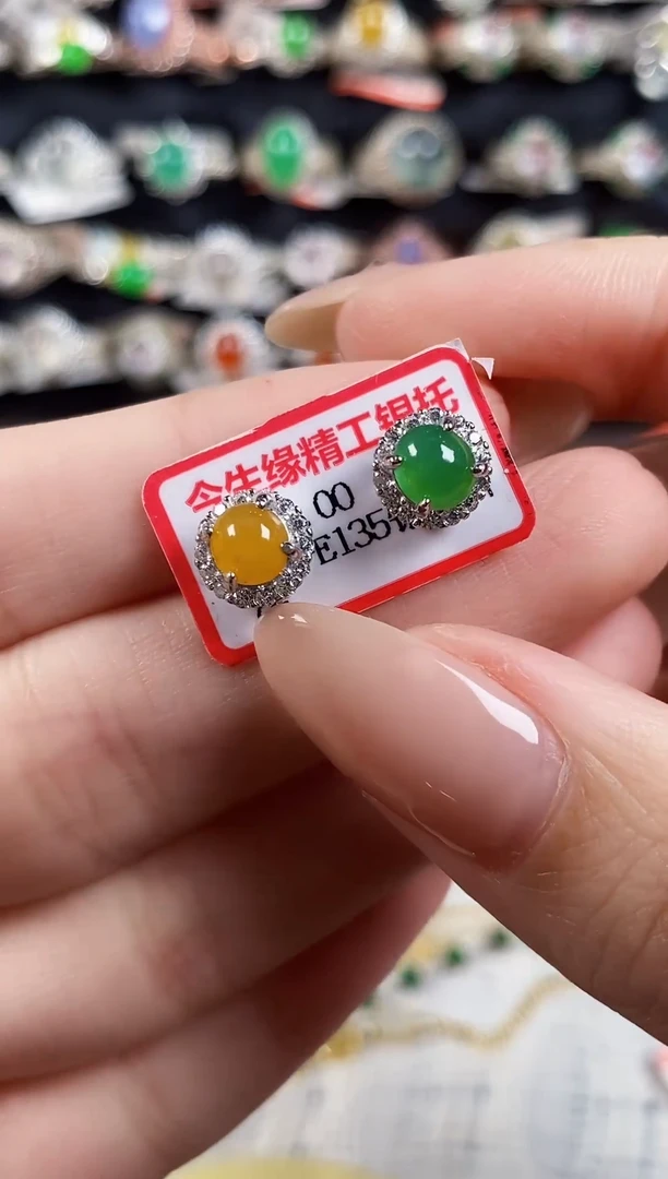 银S925镶嵌戒指翡翠 天然A货翡翠87