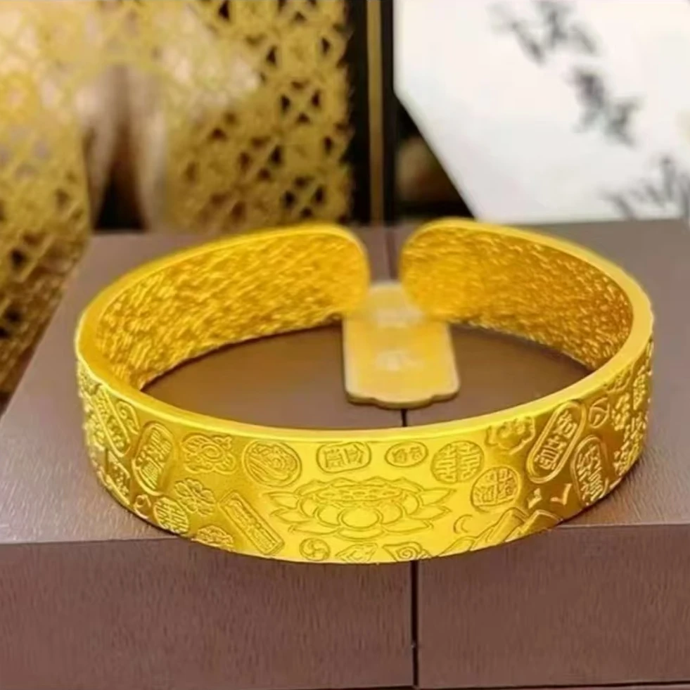 【门店正品】 （精工款）宽面新中式多宝吉言手镯女款