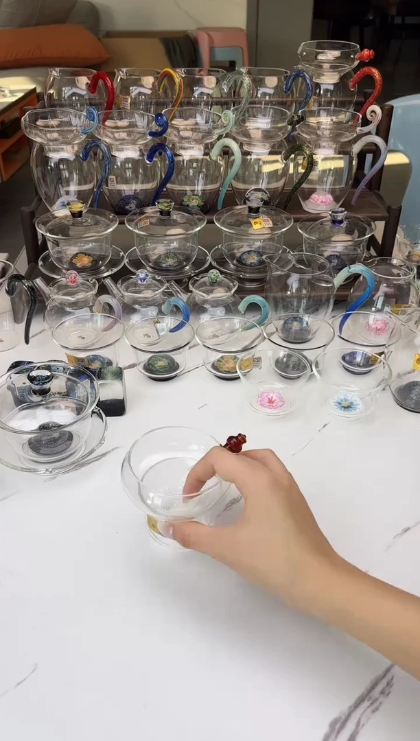 手工艺品玻璃禾器奉珠茶漏琥珀色普通盒