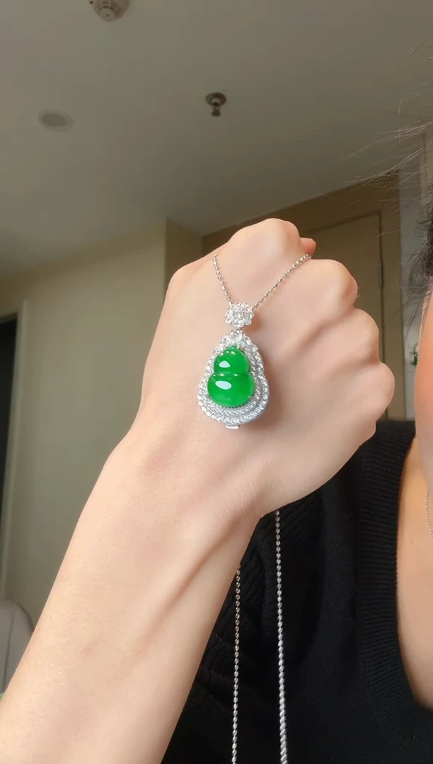 【闪购商品】翡翠吊坠(不含链)银S925镶嵌天然翡翠吊坠3