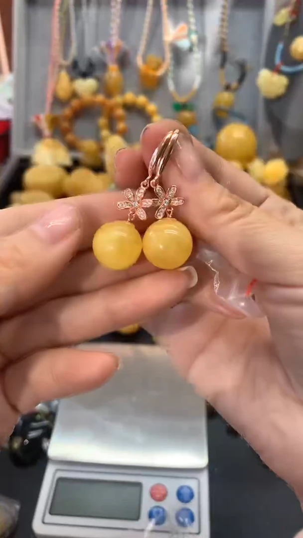 【闪购商品】琥珀珠宝奇石银S925镶嵌467）2发1