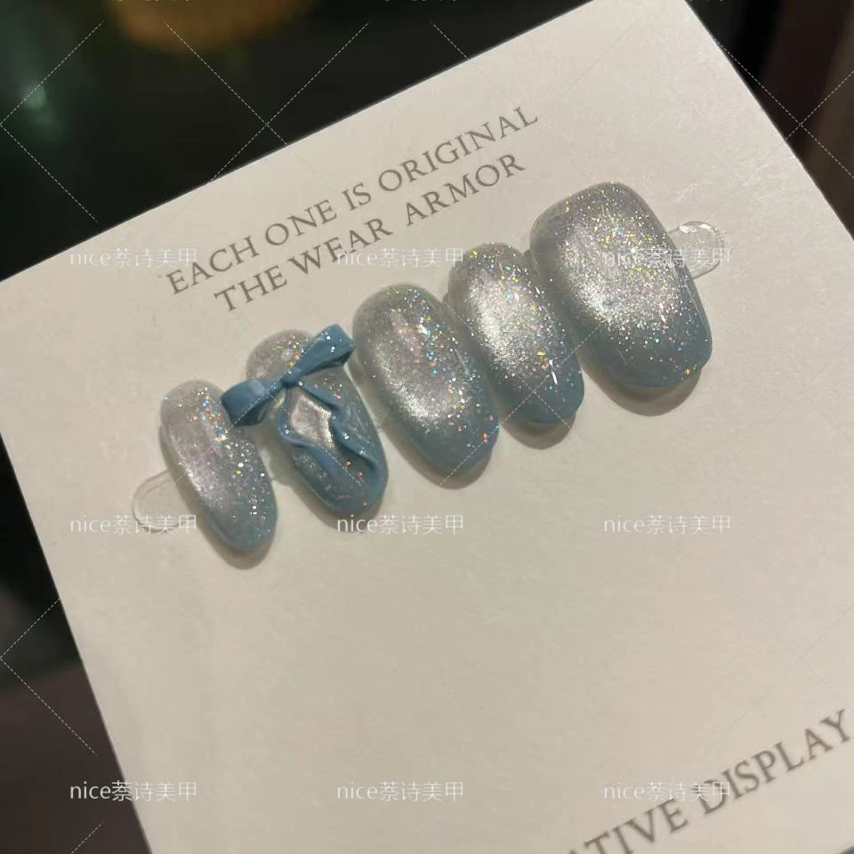【海盐发带】12片装（含备用甲）猫眼穿戴甲海盐发带风格温柔高级显白