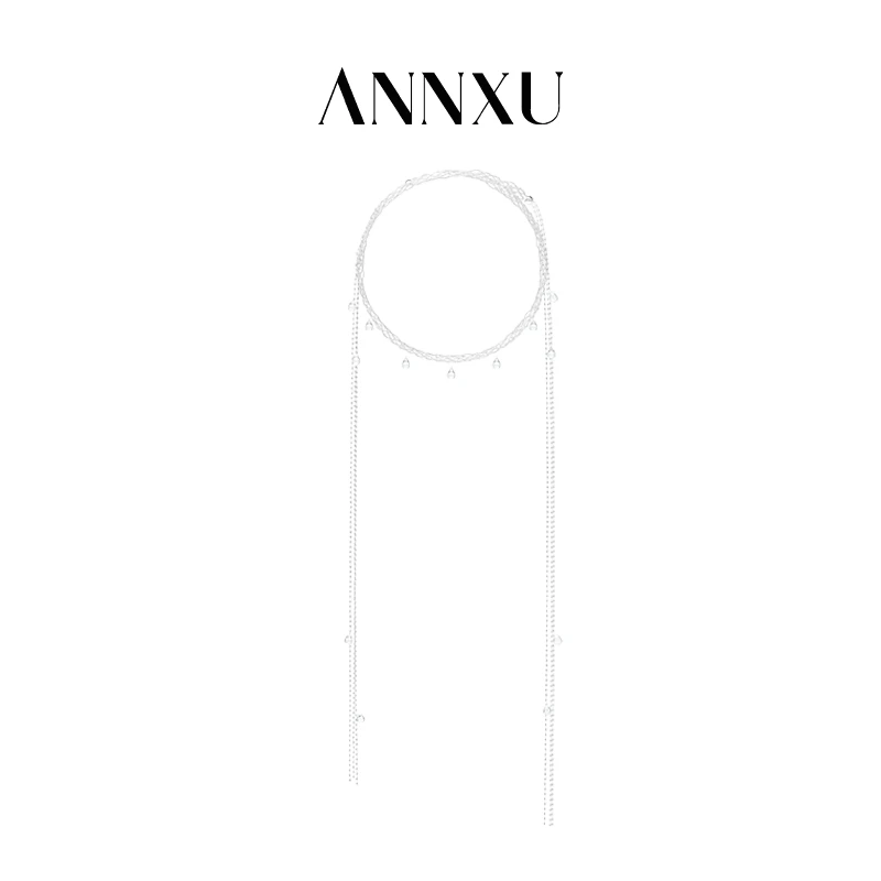 ANNXU 铜合金琉璃项链 铃兰系列铃兰编织长链线项链