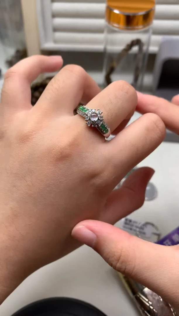 银S925镶嵌戒指翡翠8