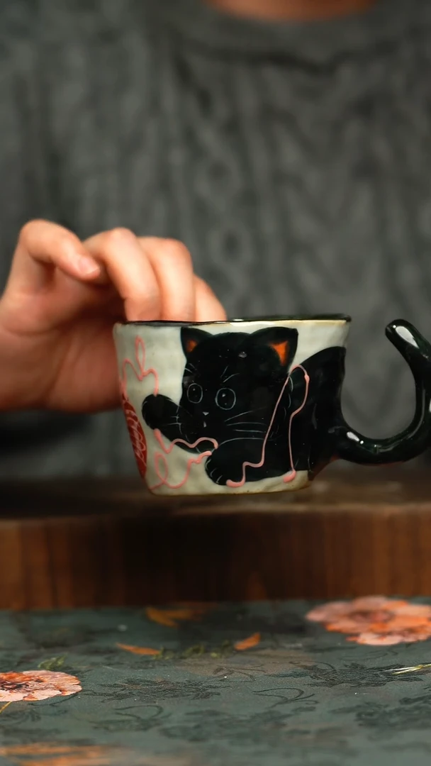 杯釉下彩手工手绘同款陶器