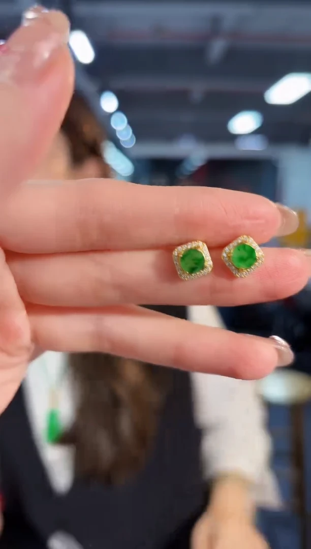 【闪购商品】翡翠耳饰未镶嵌27缅料A货/支持复检/一对