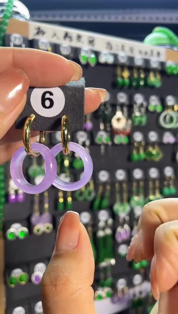 【闪购商品】翡翠耳饰银S925镶嵌6....