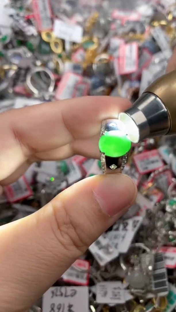 银S925镶嵌戒指翡翠333   4