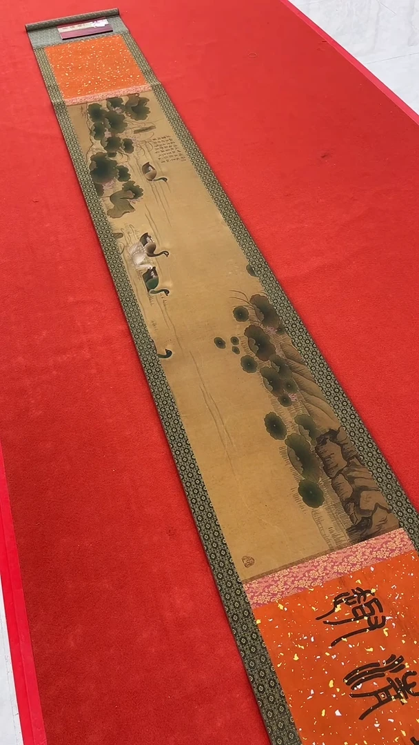 国画吴丽珠-山水长卷-带工笔书-带相框