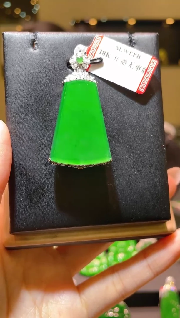 【闪购商品】翡翠吊坠(赠链)18K金镶嵌A65
