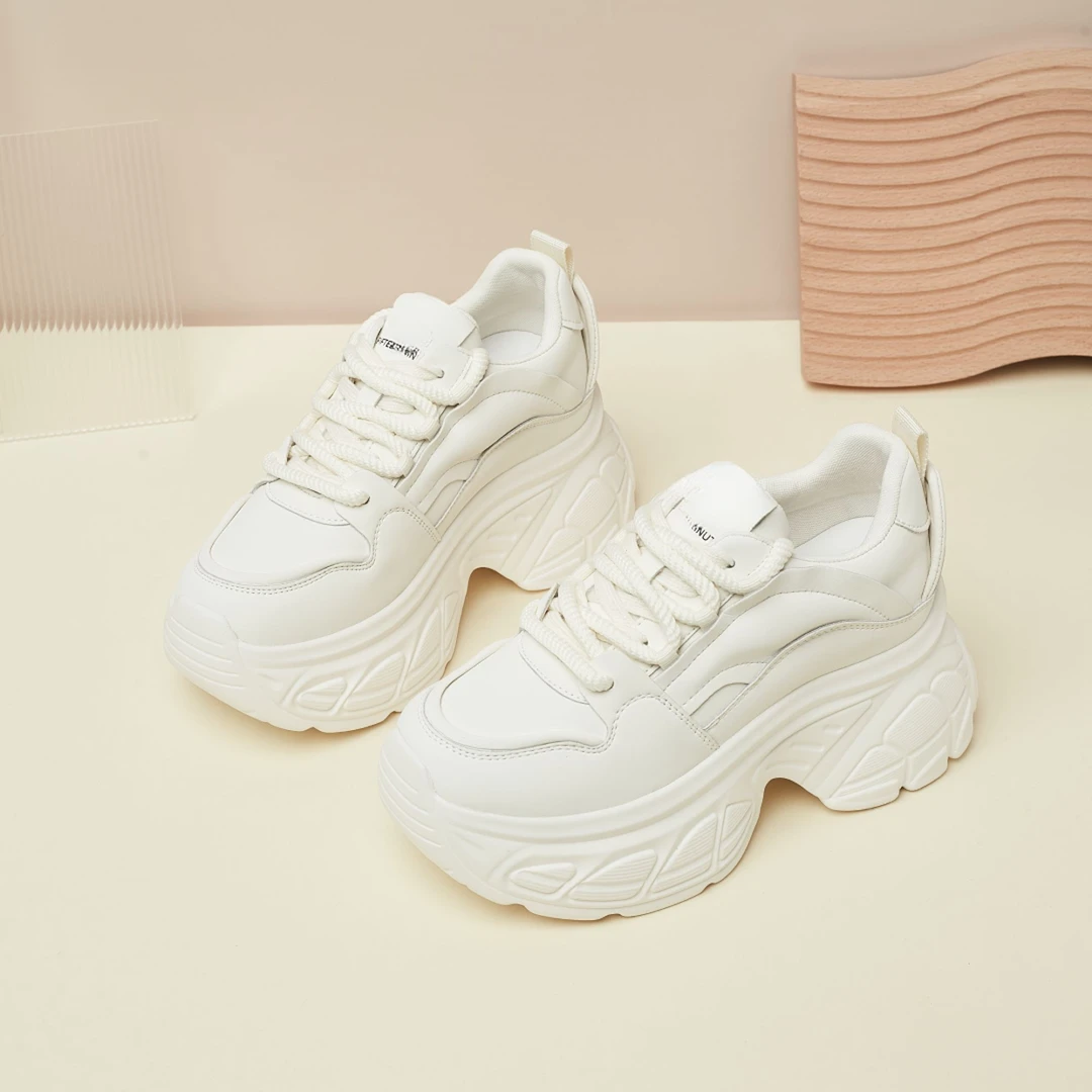 增高9cm小个子复古百搭潮鞋低帮系带厚底时尚休闲老爹鞋3456