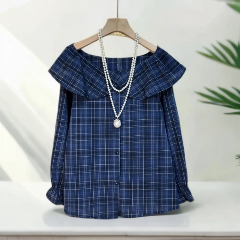 2025秋季新款韩版时尚设计感格子衬衫女宽松显瘦百搭长袖女人衫潮