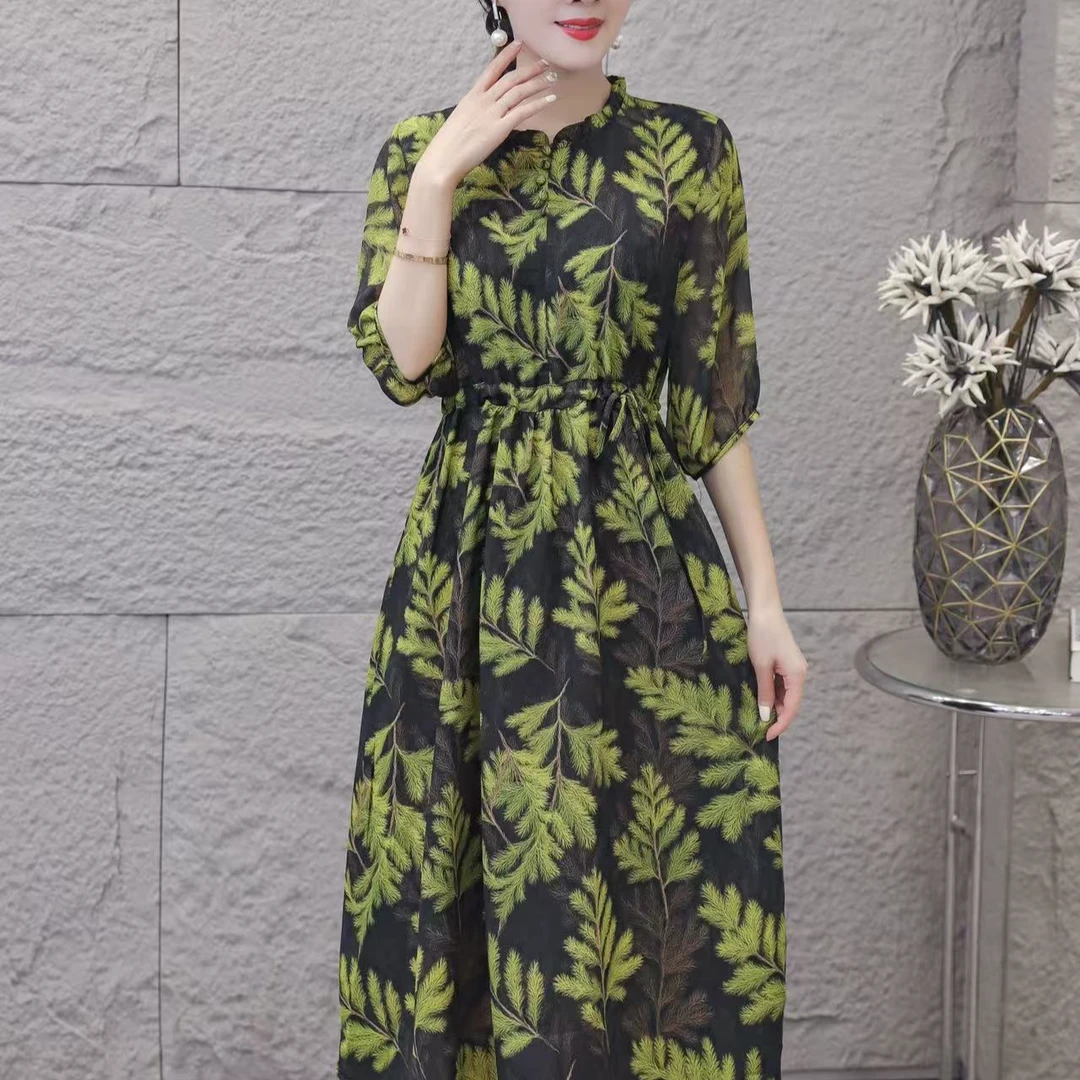 621新品输液碎花百搭遮肉显瘦百搭气质雪纺连衣裙