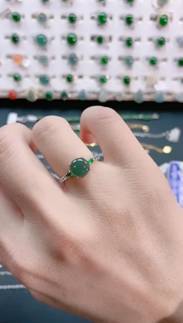 【闪购商品】翡翠戒指银S925镶嵌天然翡翠