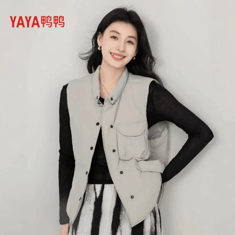 YAYA/鸭鸭/春季韩版休闲时尚加厚保暖羽绒马夹YE4C602539M