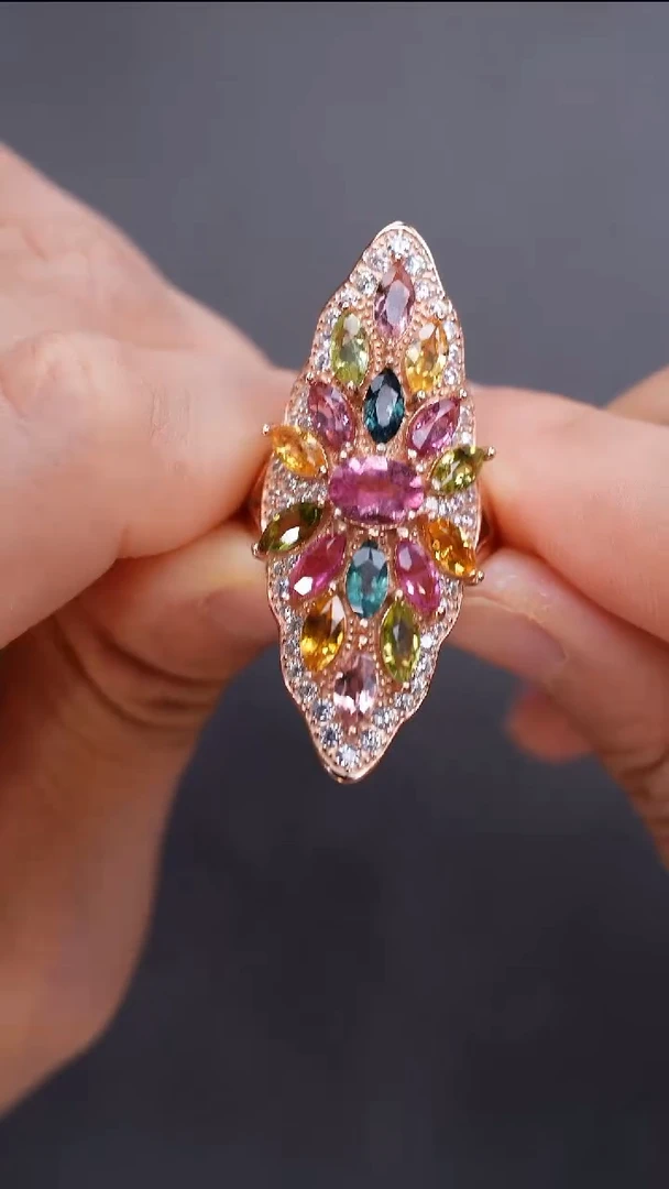 手饰银S925镶嵌碧玺手饰