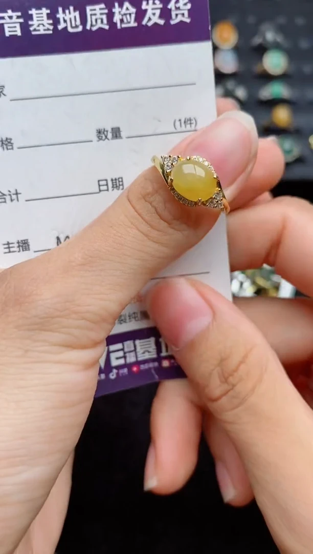 银S925镶嵌戒指翡翠...