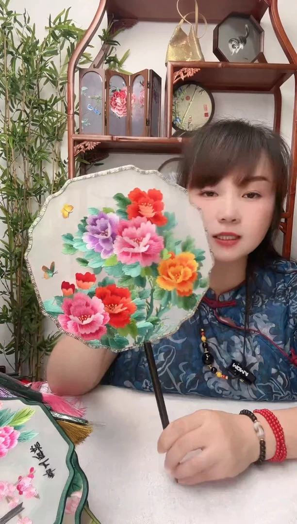 刺绣团扇-双面绣花