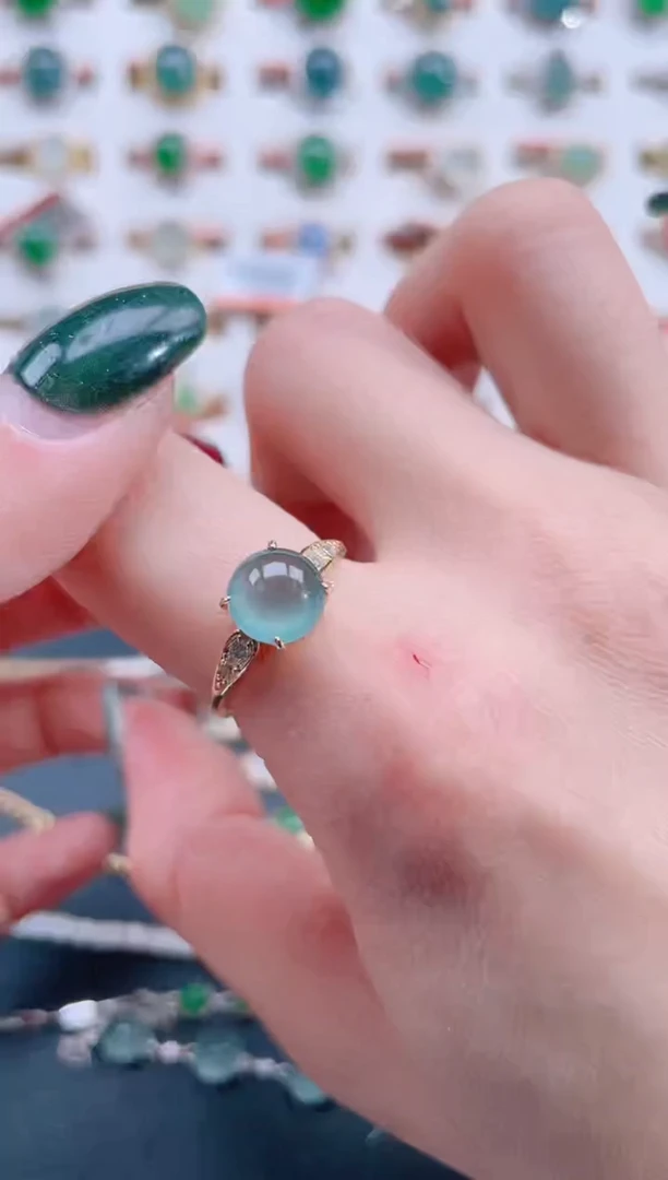 银S925镶嵌戒指翡翠天然翡翠