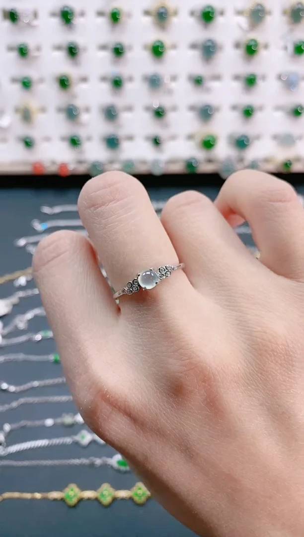 【闪购商品】翡翠戒指银S925镶嵌天然翡翠