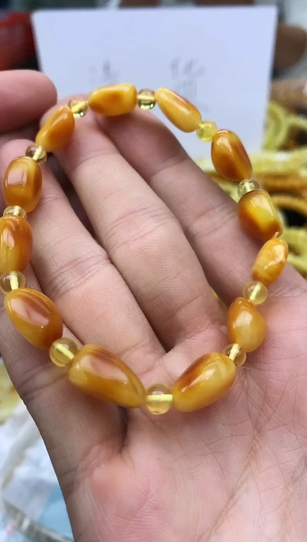 裸石蜜蜡未镶嵌手串卡10
