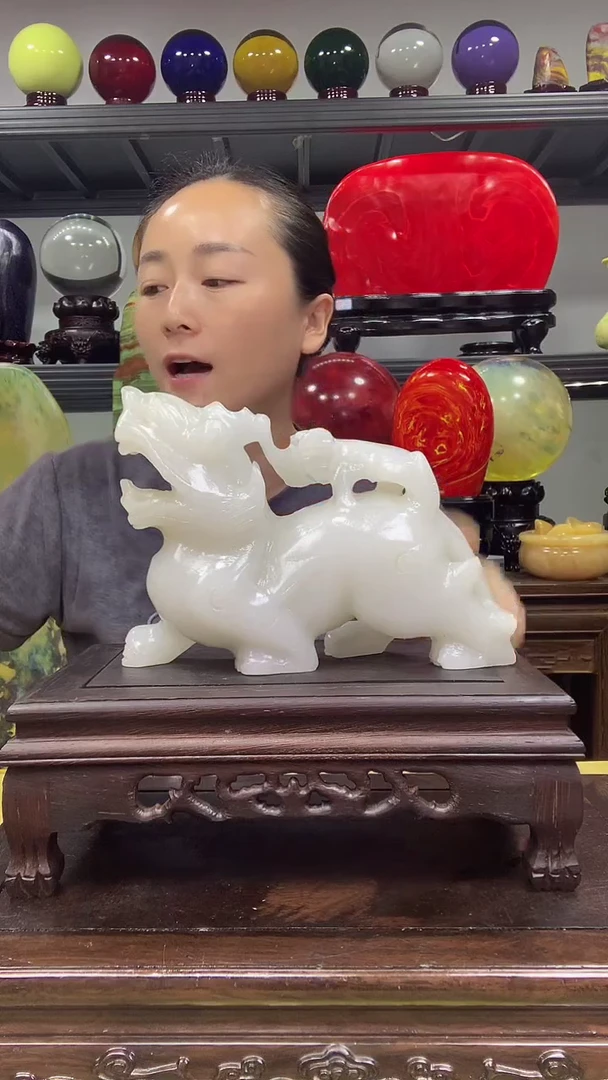 石材<鸿运当头>高档家居摆件博古架摆件