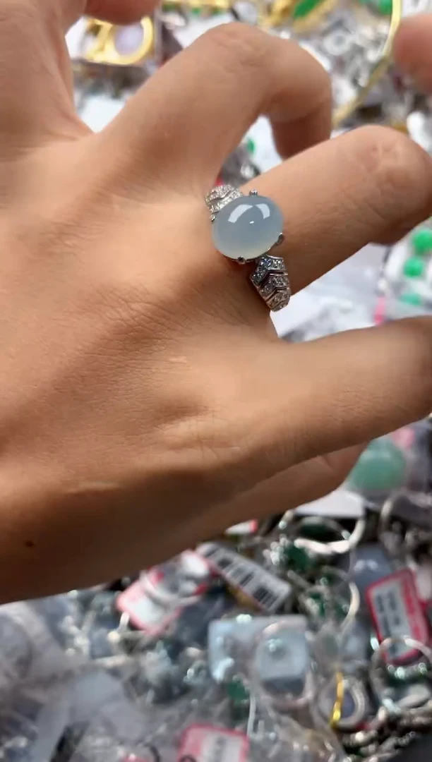 银S925镶嵌戒指翡翠14               7