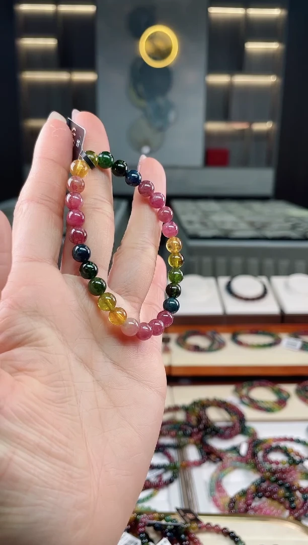 未镶嵌老矿碧玺三圈手串6mm+碧玺（多样性发一条）T