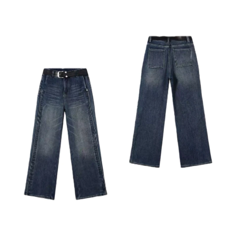 2025新款腰带加绒显瘦保暖牛仔裤-KG16908