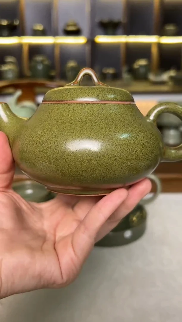 其他耀州窑纯手工茶叶末釉石瓢壶