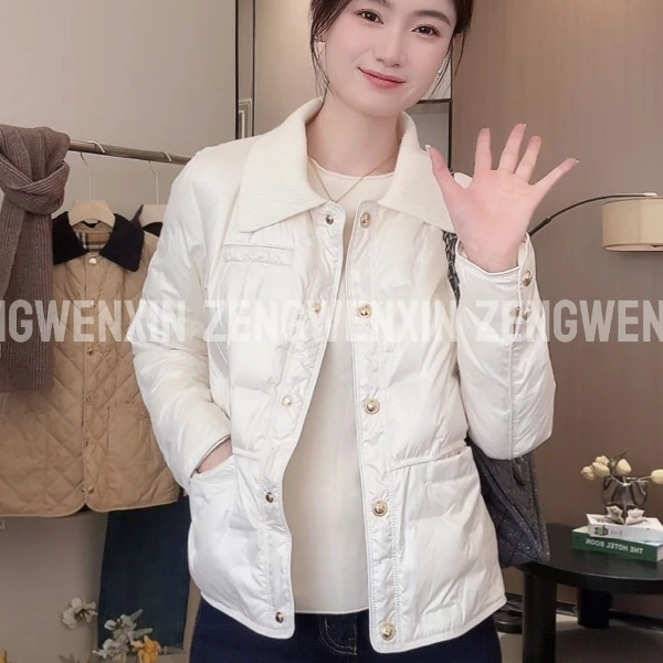 【温馨推荐】小香风女款轻薄羽绒服气质短款时尚翻领百搭秋冬6639