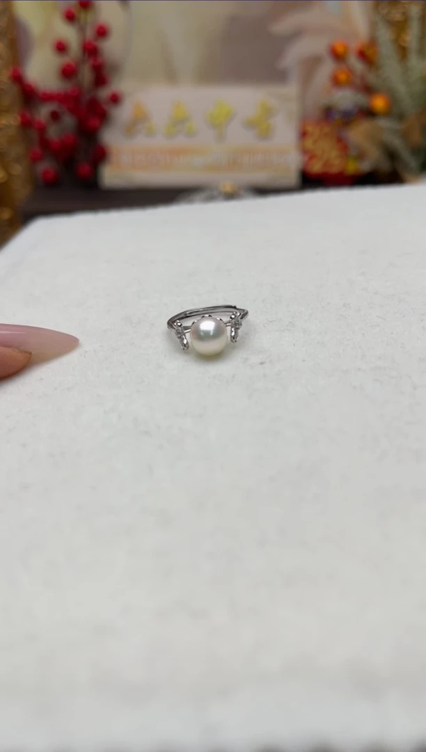 【闪购商品】海水珍珠戒指银S925镶嵌aj4136戒指