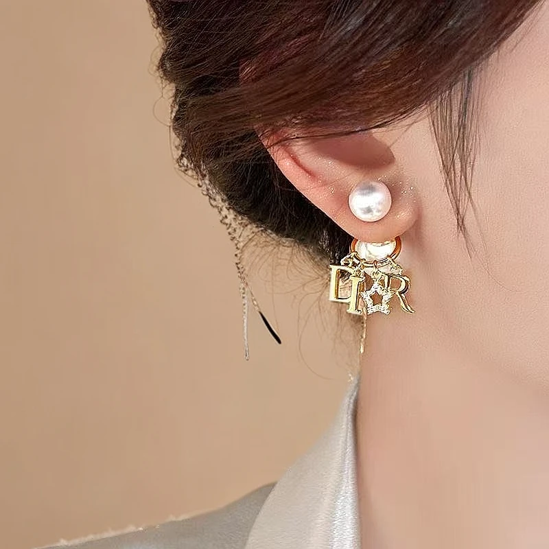 铜合金耳饰 双面前后大小字母耳钉饰品新款爆款高级感耳环耳饰女-