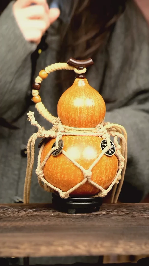 134号中药煮色 800 ml左右 大漆葫芦水壶/酒壶 一物一拍