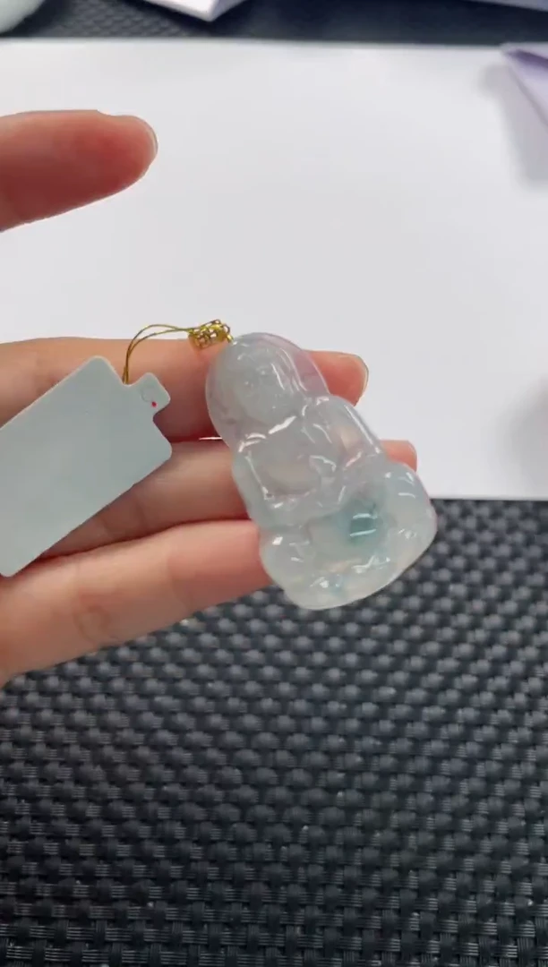 颈饰18K金镶嵌翡翠基地发货H 7487 观音