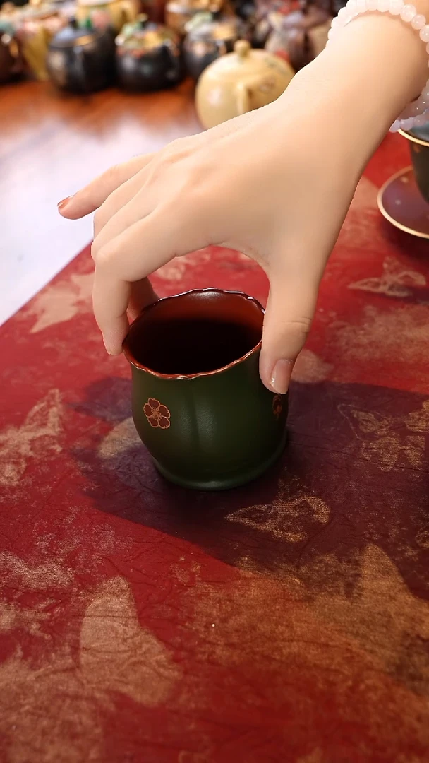 茶壶紫砂朱泥粉浆花苞杯