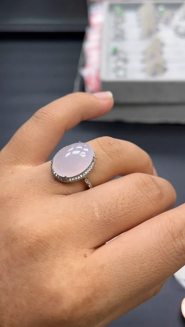 翡翠戒指银S925镶嵌多人