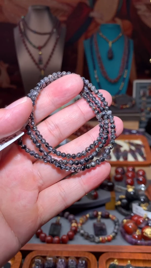 未镶嵌珠宝半成品水晶黑银钛多圈