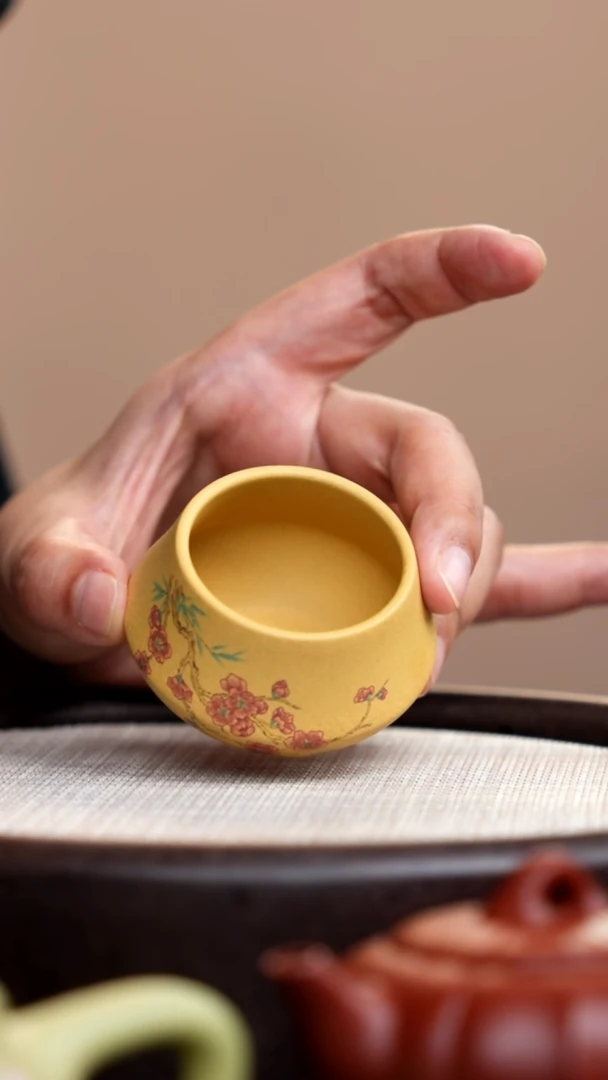 茶壶紫砂黄金段合欢杯红梅