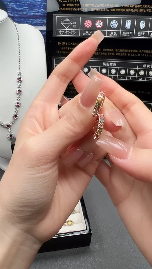 银S925镶嵌耳饰碧玺63