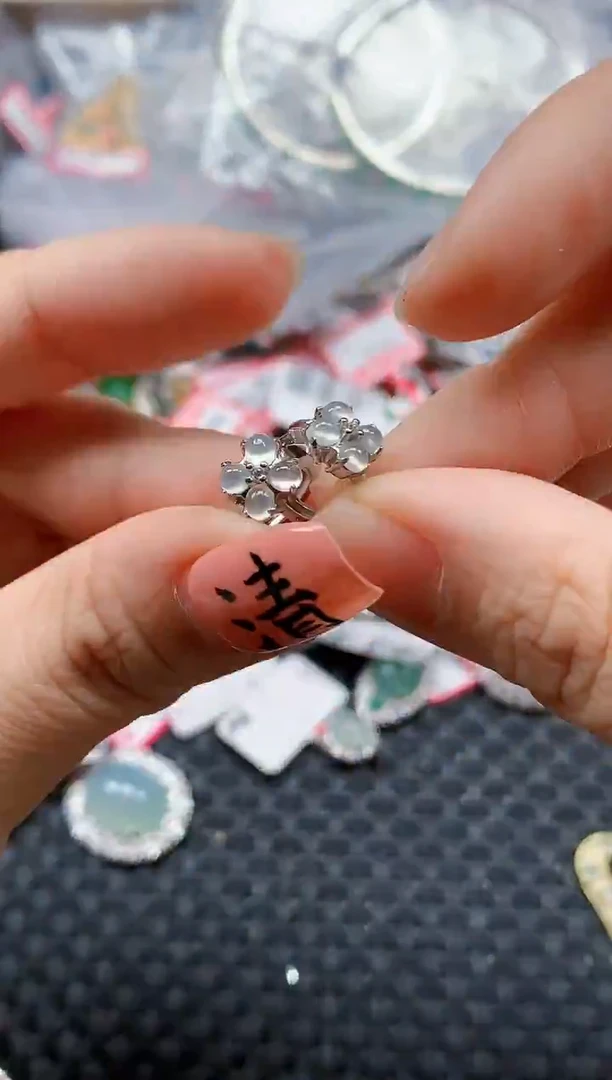 银S925镶嵌戒指翡翠天然A货缅甸翡翠